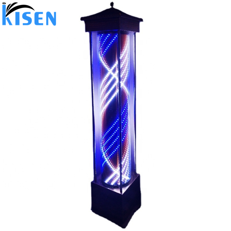 Kisen Hot Selling Hair Salon Turn Light Waterproof Rotating LED Light Big Size 190cm 210cm Barber Pole Waterproof Outdoor