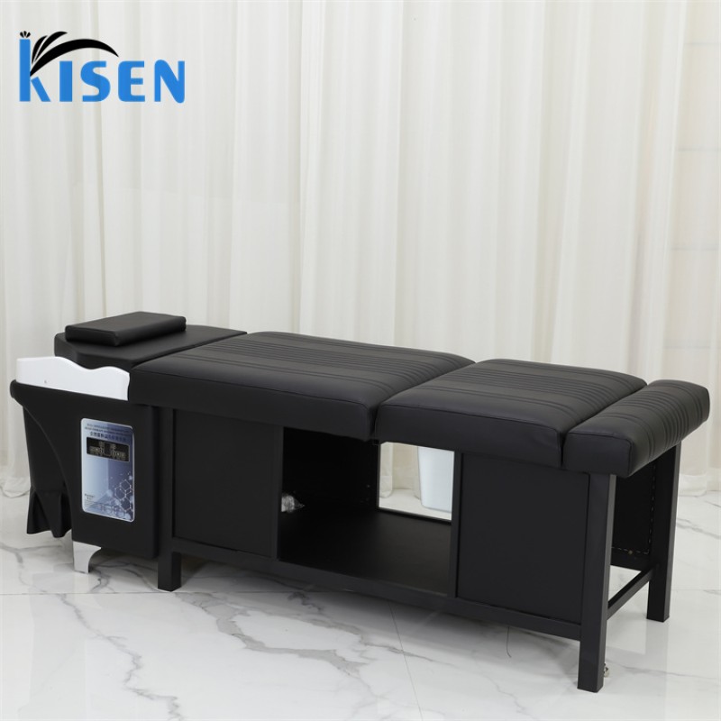 Kisen Modern Shampoo Bed Hair Salon Washing Chair Shampoo Bed with Water Circulation and Steamer Salon Shampoo Bowl and Ch