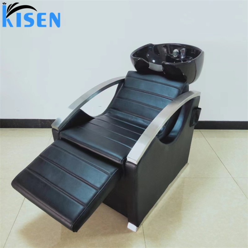 Kisen Fashionable Hair Salon Barbershop Furniture Adjustable Shampoo Styling Chair and Massage Electric Bed with Recliner Leg