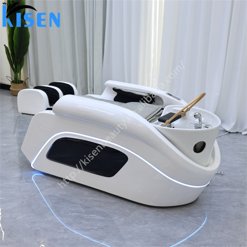 KISEN Multifunctional Salon Equipment Electric Hair Washing Chair Head Spa Water Therapy Full Body Massage Lay Down Shampoo Bed