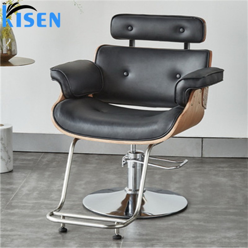Kisen Beauty and Hair Salon Furniture Equipment Hot Sale Black pink Brown Grey Barbershop Haircut Barber Styling Chair for Sale