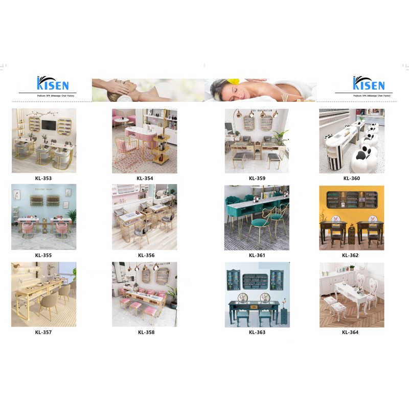 Kisen Light Luxury Marble Top Modern Design Economic Iron Salon Furniture Manicure Nail Table