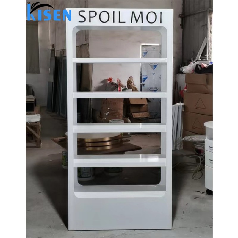 Kisen 2024 Hot Sale Salon Cabinets Cosmetics Cabinet Beauty Salon Shelving Display Rack Cabinet Display Showcase