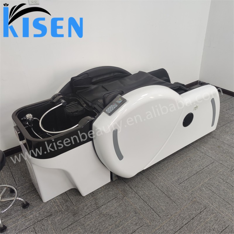 Kisen Luxury Automatic Electric Spa Head Water Therapy Shampoo Bed Hair Washing Massage Chair Shampoo Bed with Bowl Steamer