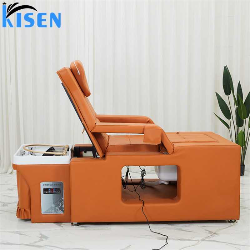 Kisen Thai Lay Electric Salon Shampoo Massage and Pedicure Shampoo Bed with Water Circulation and Steamer Head Therapy Basin