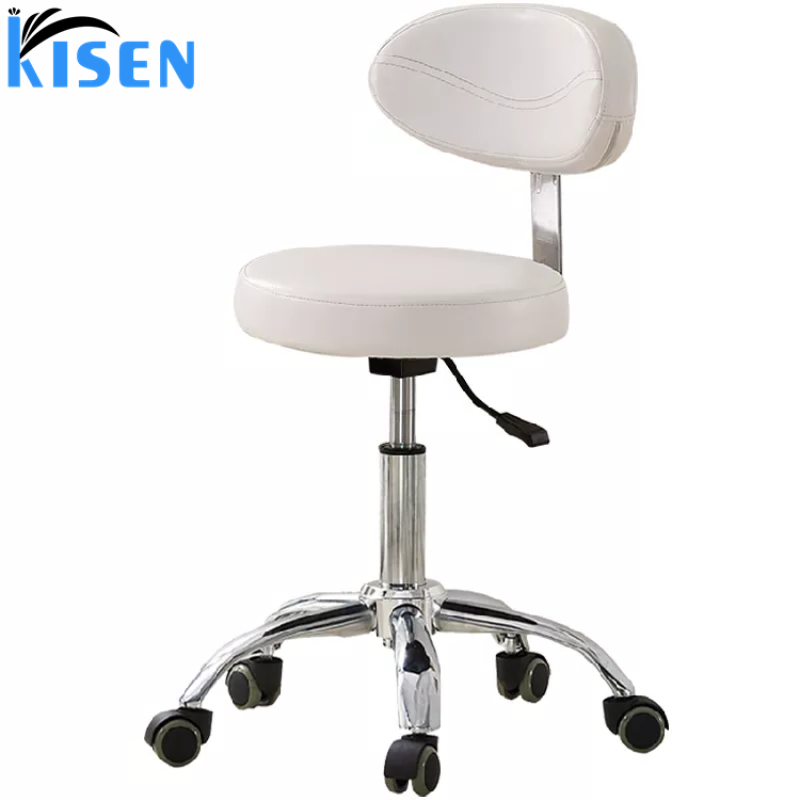 Kisen Hot Selling Manicure Spa Desk Metal Stool Chair Bar Nail Tables Salon Pink White Custom Color and Logo for Beauty Salon