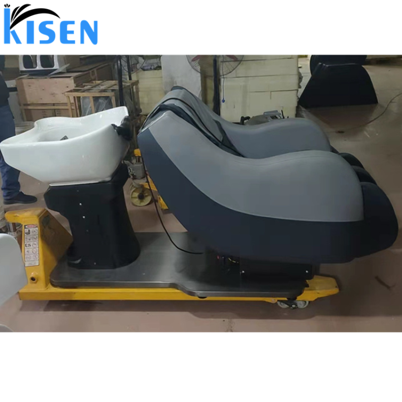 Kisen Modern Luxury Beauty Hair Salon Furniture Backwash Bed Electric Full Body Massage Shampoo Chair with Bowl