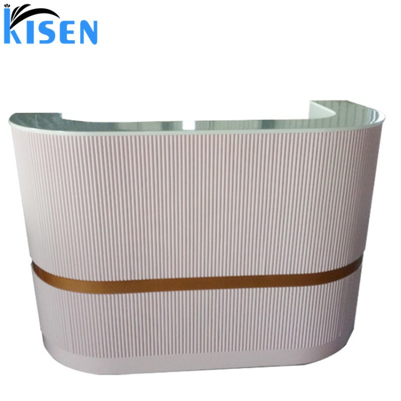 Kisen Hair and Beauty Salon Furniture Customized Color and Size White pink Black Beige Front Counterdesk Reception Table
