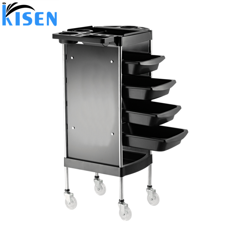 Kisen Good Quality Beauty Storage Cart Hair Dryer Holder Stylist Equipment Lockable Rolling Wheels Salon Trolley