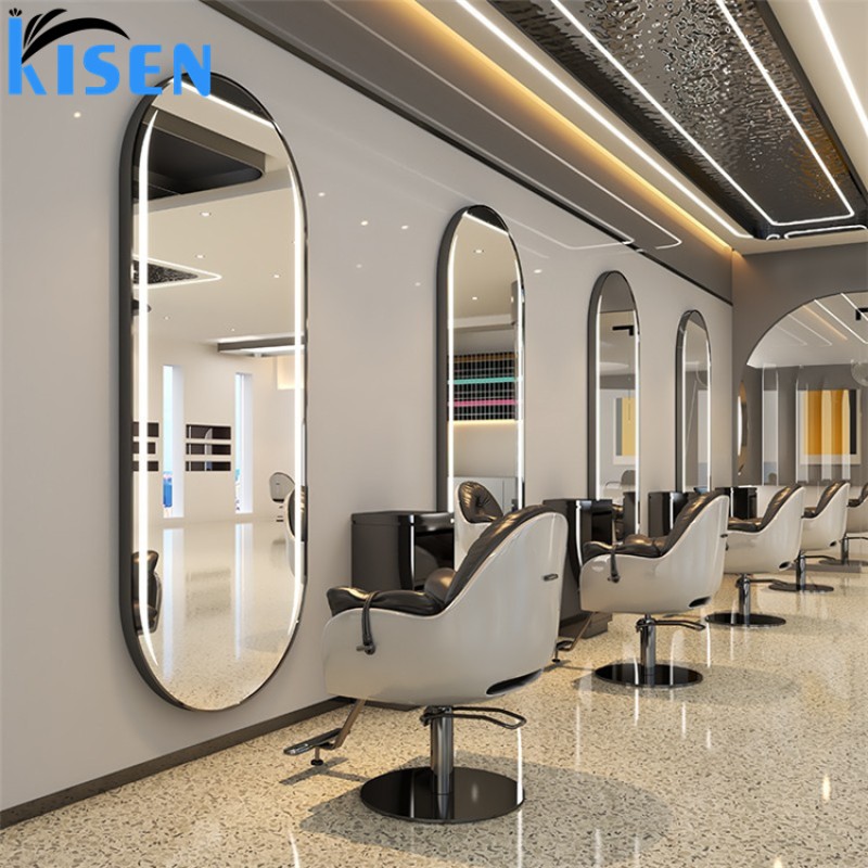 Kisen Modern Fashion Mirror Touch Dimmer Switch Gold Silver Black Barbershop Mirror Salon Station Light Mirror Design with Touch