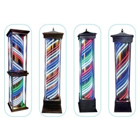 Kisen Salon Furniture Barber Shop Poles Black Barber Shop Sign Pole Light Hair Salon Equipment for Sale