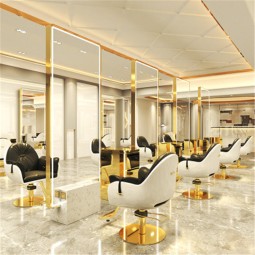 Kisen Aluminum Alloy Simple High Quality Beauty Salon Mirror Table Touch LED Lamp Hair Salon Mirror Barbershop Mirror