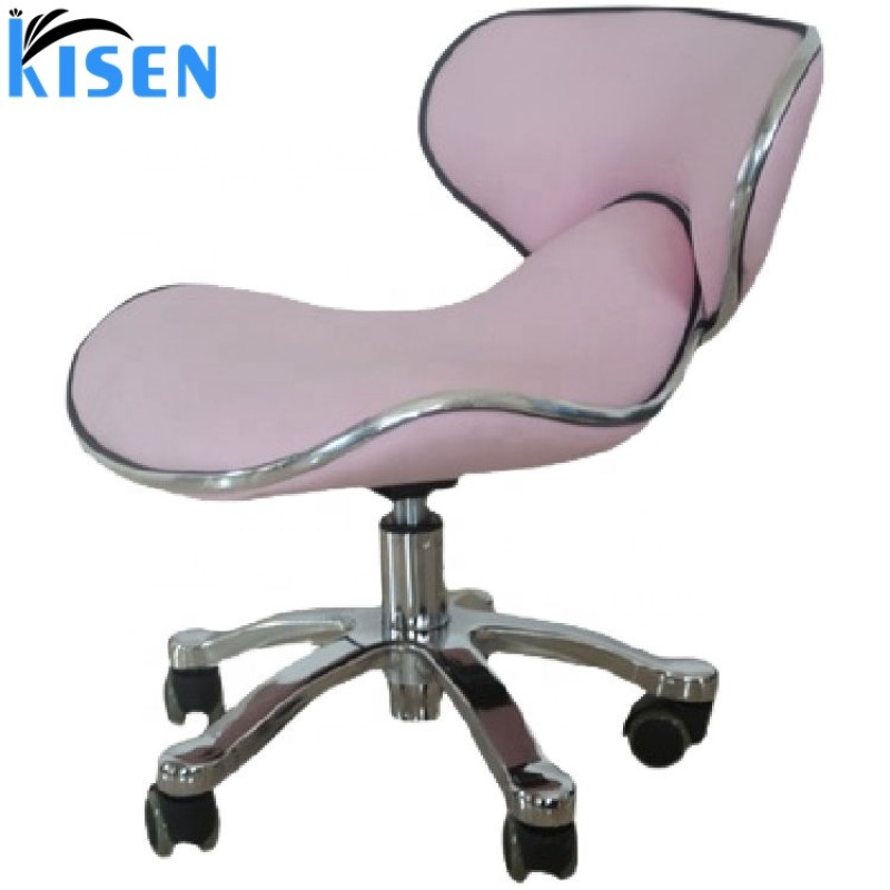 Hot Sale Beauty Spa Salon Pedicure Small Chair Comfortable Manicure pink Black White Stool with Wheels for Sale Made in China