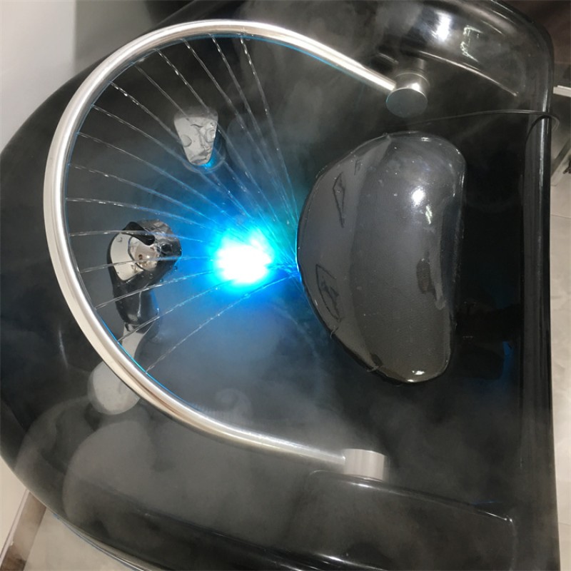 Kisen Modern Luxury White Customize logo Shampoo Bowl Chair with Back Washing Sink with Head Spa Fimigation for Barber Shop