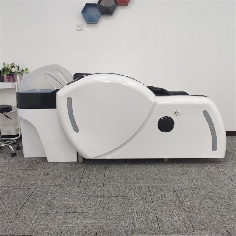 Kisen Modern Luxury White Customize logo Shampoo Bowl Chair with Back Washing Sink with Head Spa Fimigation for Barber Shop