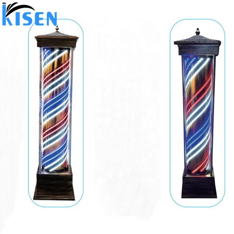 Kisen Salon Furniture Barber Shop Poles Black Barber Shop Sign Pole Light Hair Salon Equipment for Sale