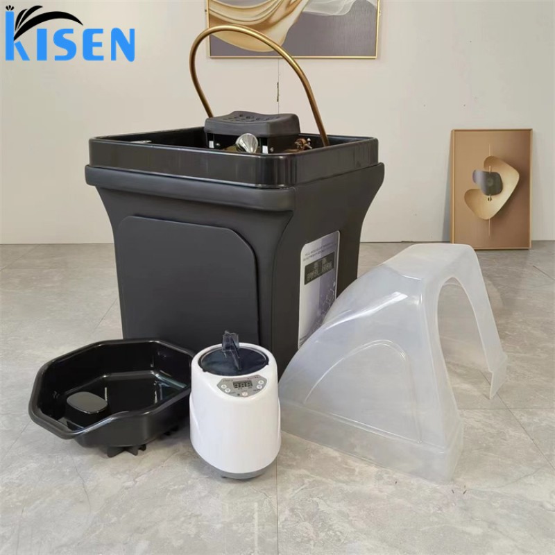 Kisen Factory Wholesale Hair Wash Salon Portable Washing Mobile Shampoo Bowl Sink Basin and Chair With Fumigation and Therapy