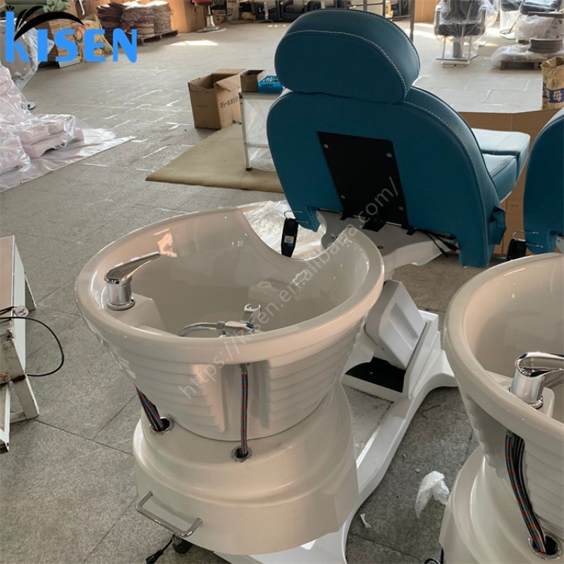 Kisen Luxury Modern Arrival Auto Hair Washing Electric Shampoo Bed Massage Table Chair with Rotation for Beauty and Barber Shop