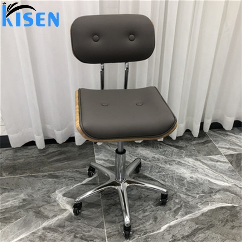 Kisen Luxury Portable Rolling Salon Chair Modern Metal Hair Cutting & Nail Spa Stool with Wheels for Beauty & Massage