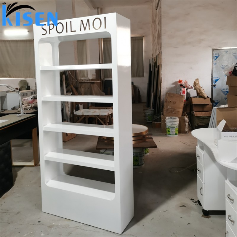 Kisen 2024 Hot Sale Salon Cabinets Cosmetics Cabinet Beauty Salon Shelving Display Rack Cabinet Display Showcase