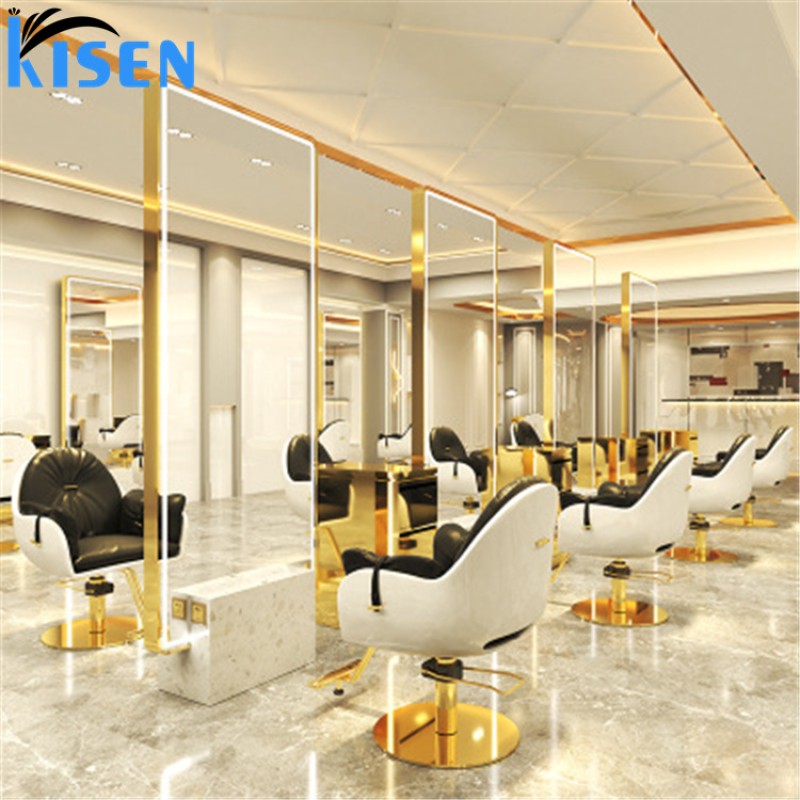 Kisen Beauty Hair Salon Chairs and Mirrors Salon Workstation Single Sided Salon Mirror Station