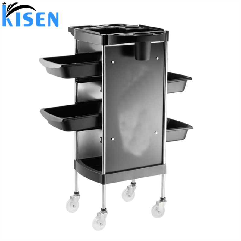 Kisen Good Quality Beauty Storage Cart Hair Dryer Holder Stylist Equipment Lockable Rolling Wheels Salon Trolley