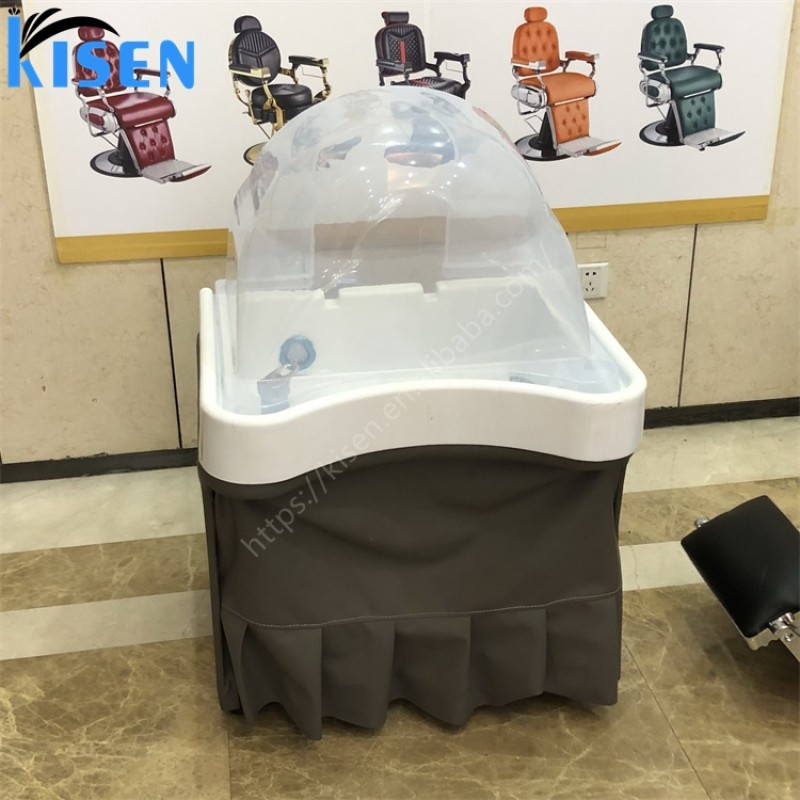 Kisen High Quality Shampoo Bowl  with Water Circulation and Steamer Hair Washing Basin Head Spa Salon Furniture Equipment