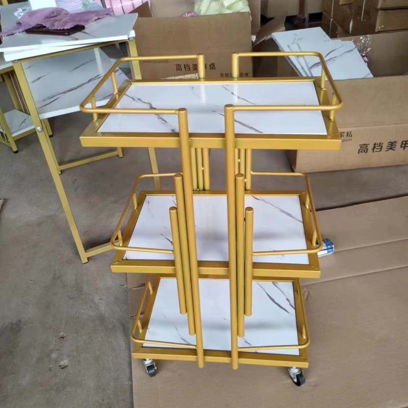 Kisen Popular Barber Shop Modern Rolling Salon Cart Lockable Hair Salon Trolley Facial Spa Beauty Trolleys