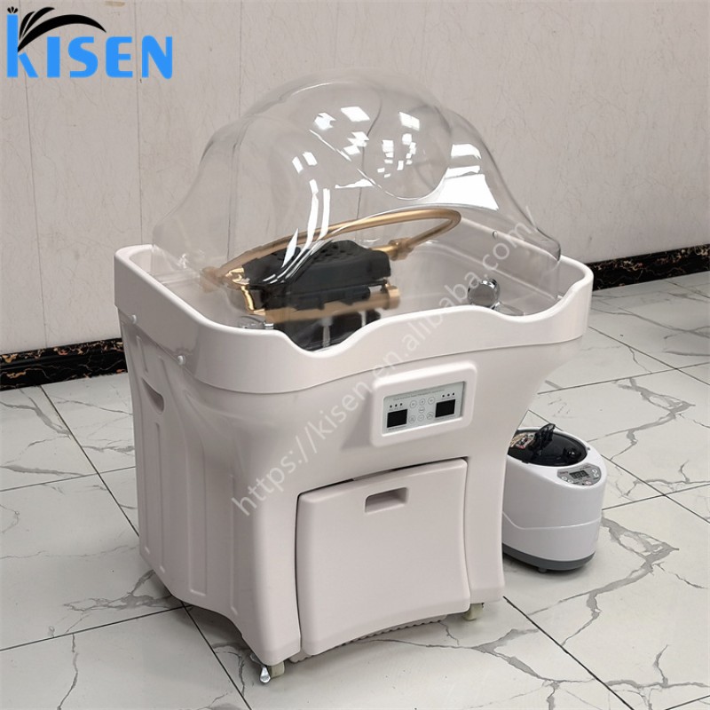 Kisen Best Quality Beauty Salon Portable Shampoo Basin with Water Circulation and Double Water tank Dual-function Head Spa Bowl