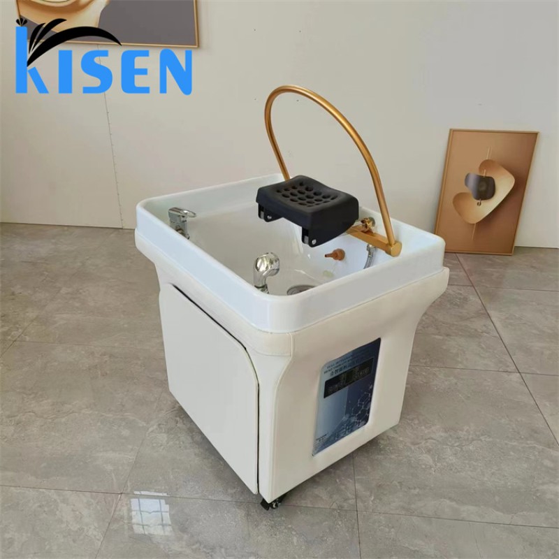 Kisen Factory Wholesale Hair Wash Salon Portable Washing Mobile Shampoo Bowl Sink Basin and Chair With Fumigation and Therapy