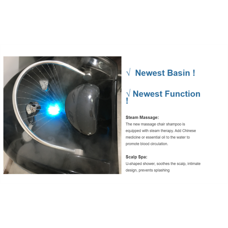 Kisen Modern Luxury White Customize logo Shampoo Bowl Chair with Back Washing Sink with Head Spa Fimigation for Barber Shop