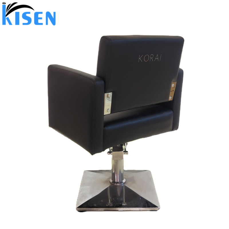 Kisen Barber Shop Hair Salon Dedicated Hairdressing Black Chair Lifting Rotating Hair Cutting Styling Chair Hair Salon Seat