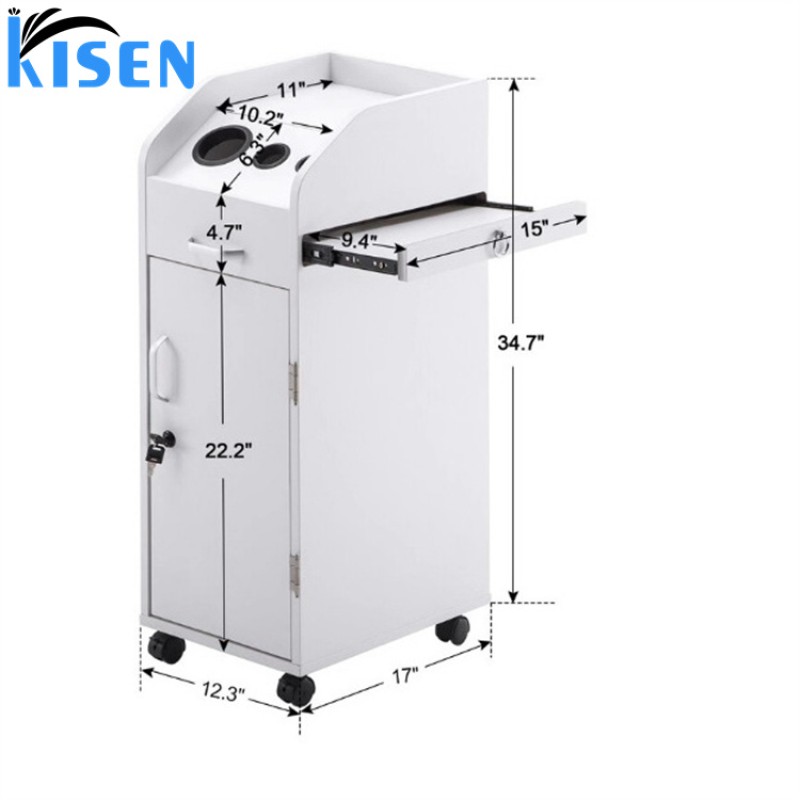 Kisen Good Salon Equipment Furniture Package Manicure Table Nail Desk Chair Throne Pedicure Chairs Clear Black Top Metal Wood