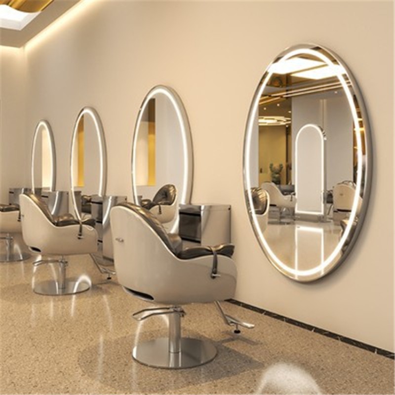 2025 Fashion High Quality Hair Barber Beauty Salon Styling Mirror Station for Make up with LED Light Single and Double Sided
