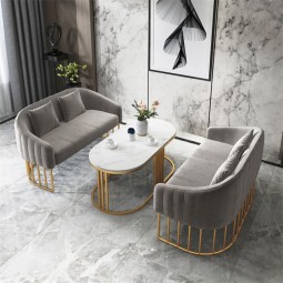 Kisen Beauty Spa Furniture Modern Waiting Sofa Reception Room Customer Chair with Table for Sale