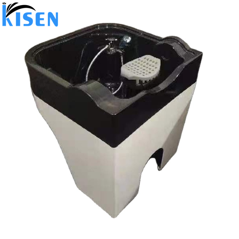 Kisen 2024 New Design Portable Big Size Black White Hair Washing Bowl Sink for Shampoo Massage Bed and Chair Use