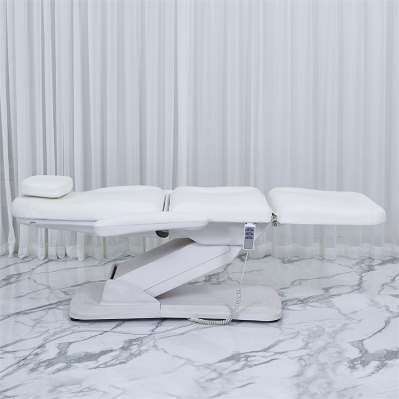 Beauty Salon 3 Section Adjustable Beds Parts Electric Black White Color Facial Spa Bed Massage Table