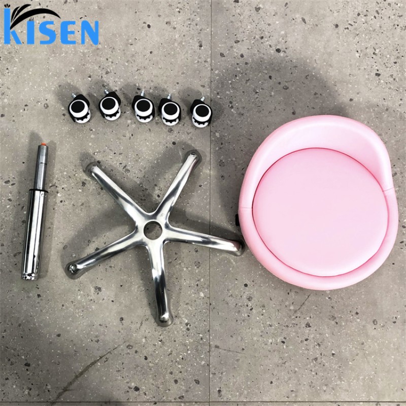 Kisen Salon Chair Manufacturer Small Black Luxury Hydraulic Pedicure Stool Chair Height Adjustable with Wheels