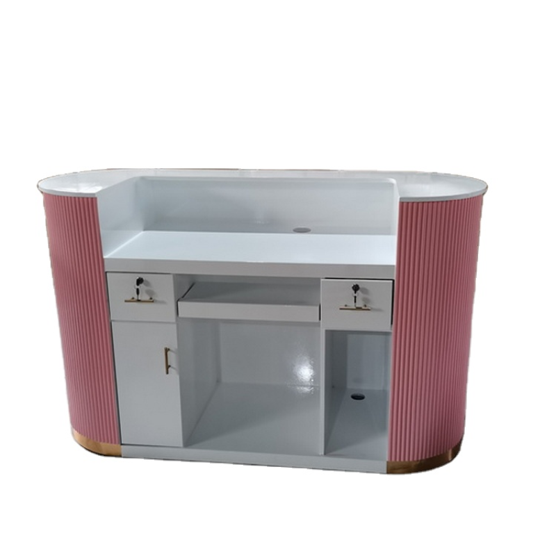 Kisen MDF Material Customize Size and Design Reception Desk Modern White Front Desk Reception Salon Reception Desks