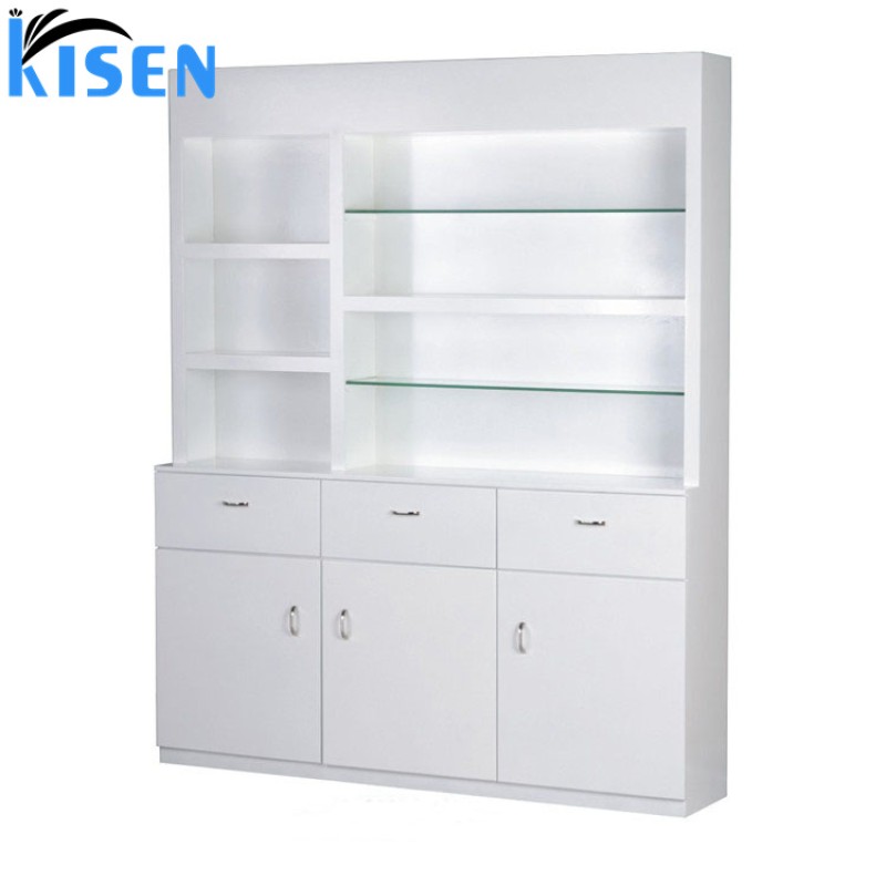 Kisen Beauty Spa Salon Furniture Cheap Price Display Stand Storage White Cabinet for Sale