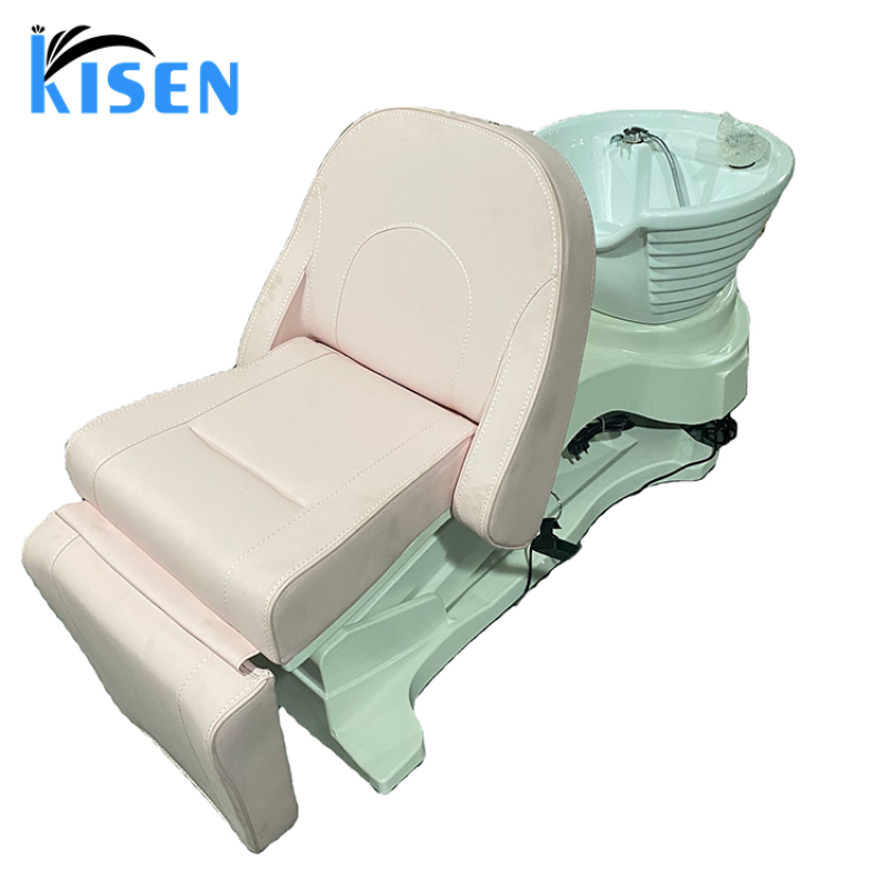 Kisen High End 3 Motor Electric Adjustable Lift Salon Barber Shampoo Chair Shampoo Bowl Sink Hair Wash Bed with Massage for Sale