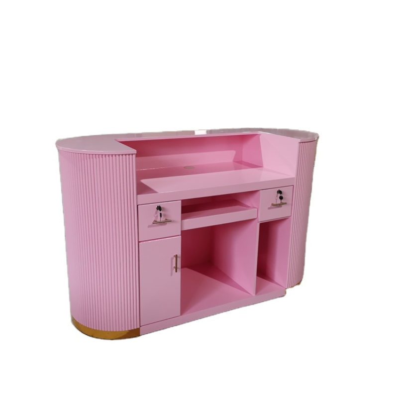 Kisen MDF Material Customize Size and Design Reception Desk Modern White Front Desk Reception Salon Reception Desks