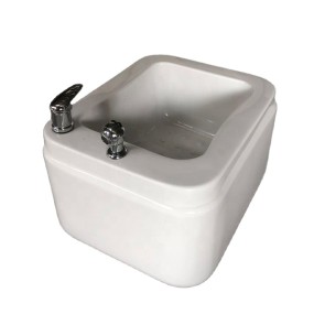 KISEN White Ceramic Pedicure Bowl with Footrest for Nail Salon Spa
