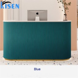 Kisen Front Counter Desk with Display Modern pink White 120cm 100cm 160cm Customizable Size Reception Table for Ready to Ship