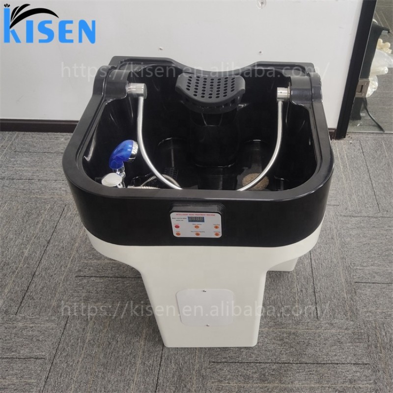 Kisen Good Quality Hot Sale Portable Mobile Hair Washing Shampoo Sink Bowl with Head Therapy Water Circulation bar and Fumigatio