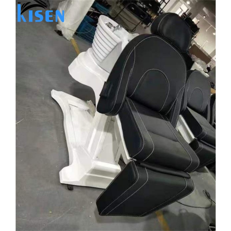 Kisen High End 3 Motor Electric Adjustable Lift Salon Barber Shampoo Chair Shampoo Bowl Sink Hair Wash Bed with Massage for Sale