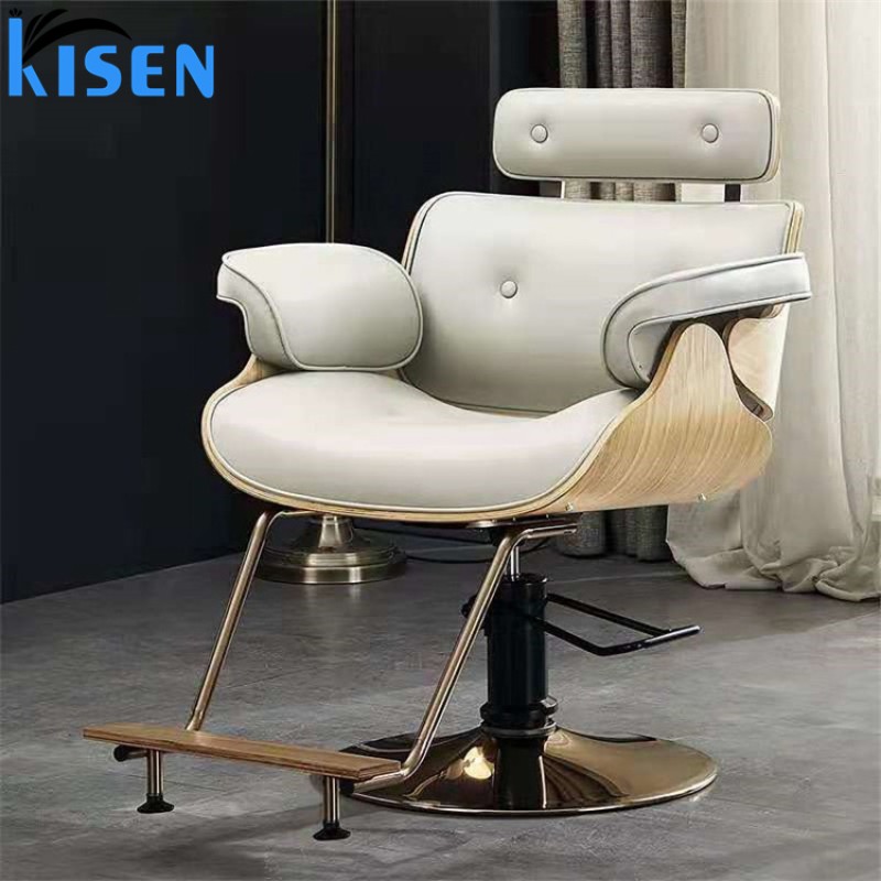Kisen Beauty and Hair Salon Furniture Equipment Hot Sale Black pink Brown Grey Barbershop Haircut Barber Styling Chair for Sale