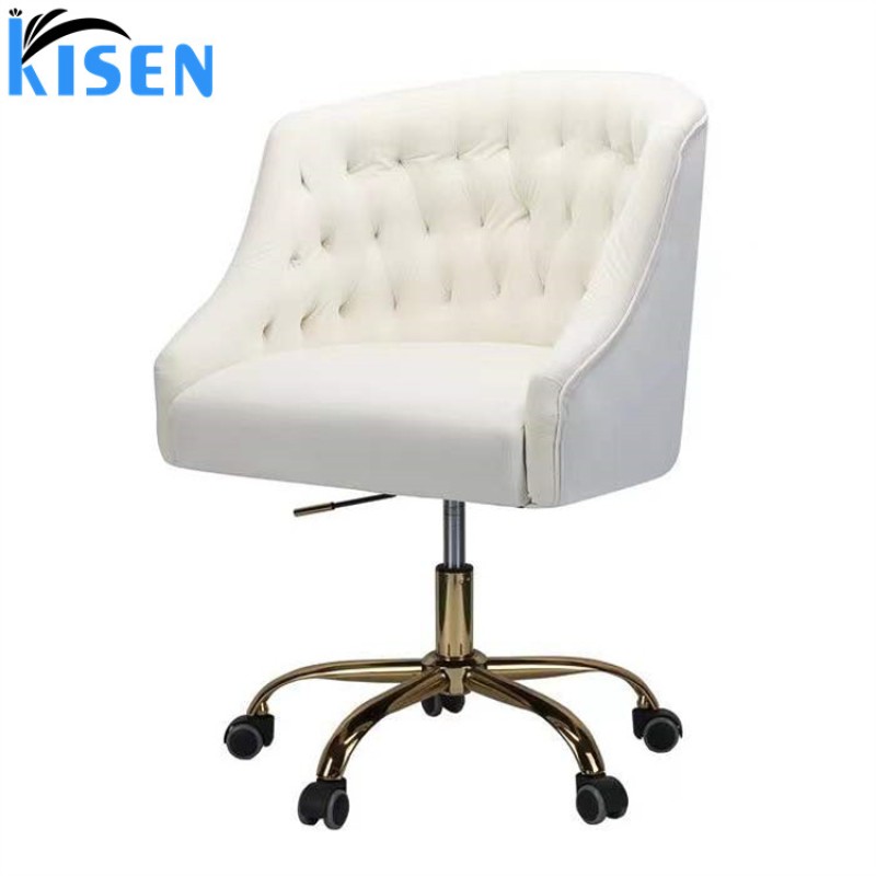 Kisen pink Hair Salon Beauty Spa Furniture Fashion Cosmetic Nail Chair Customer Chair with Headrest Makeup Stool for Lady