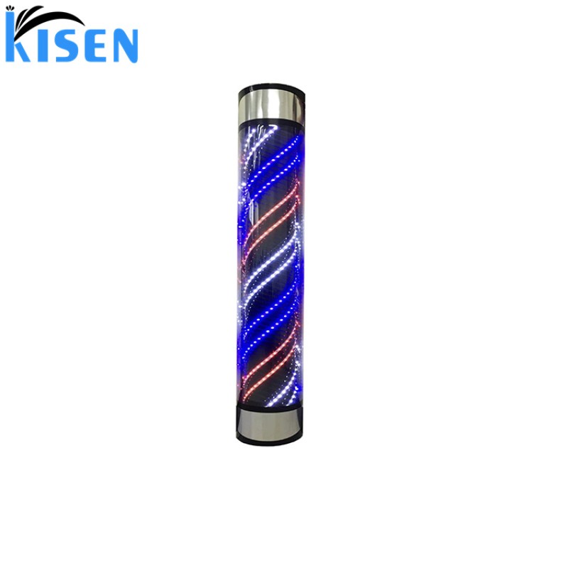 Kisen Hair Salon Glass Stand up on Wall Small 90x18cm Barber Pole on Wall Spray Bottle LED Sight Light for Barber Shop