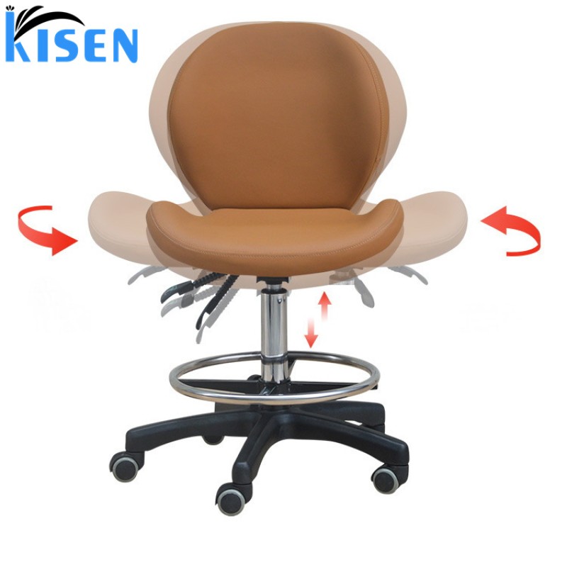 Kisen Foshan Factory  White Black Brown pink Technician Chair Bling Vetusta Pedicure Spa  Stools with Footrest for Sale